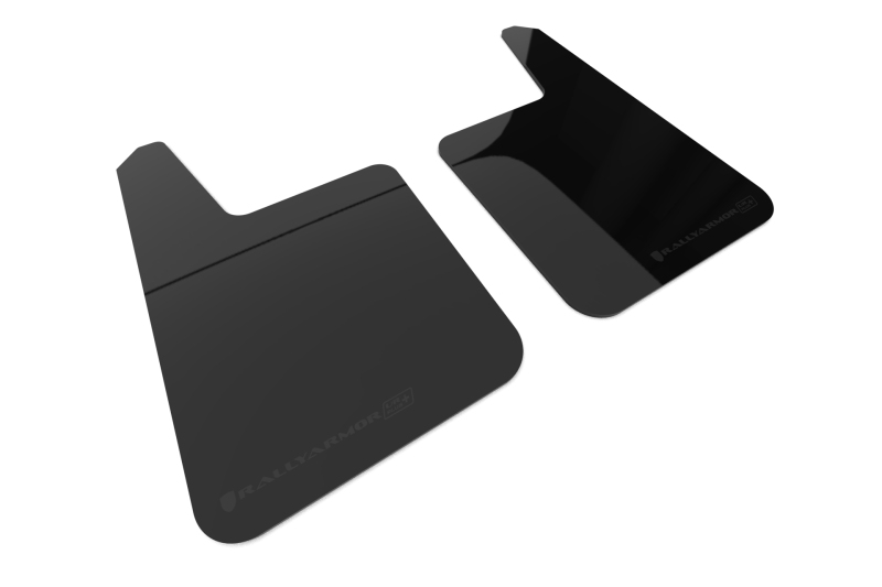 Rally Armor MF20-URP-BLK-MBK-LRT - Universal Black UR Plus Mud Flap  w/ Metallic Black Logo - Pair
