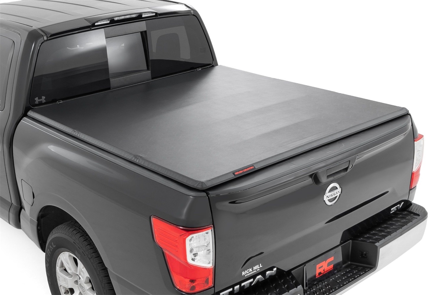 Rough Country 41816550A - Soft Tri-Fold Bed Cover - 5'7 inch Bed - Nissan Titan 2WD/4WD (2017-2024)