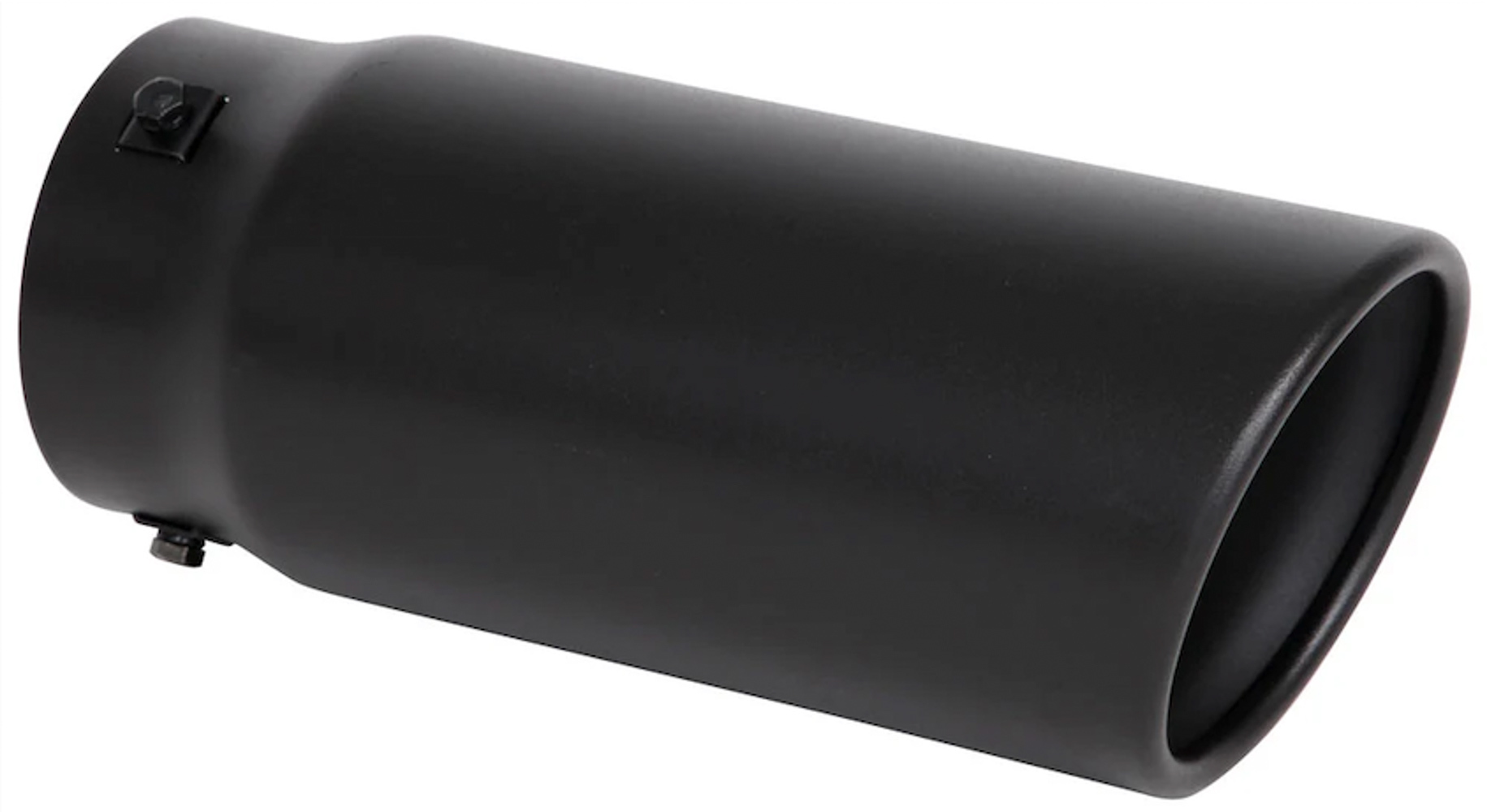 Spectre SPE-22361 - Exhaust Tip - Clamp-On - 4 in Inlet - 4.5 in Round Outlet - 10.5 in Long - Single Wall - Rolled Edge - Angled Cut - Stainless - Black Powder Coat - Each Spectre SPE-22361 - Exhaust Tip - Clamp-On - 4 in Inlet - 4.5 in Round Outlet - 10.5 in Long - Single Wall - Rolled Edge - Angled Cut - Stainless - Black Powder Coat - Each