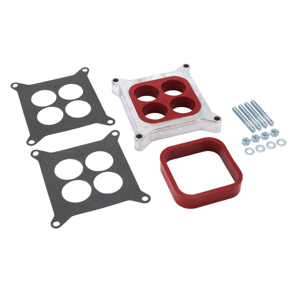 Spectre SPE-5764 - Carburetor Spacer - 1 in Thick - 4 Hole/Open - Gasket / Hardware Included - Square Bore - Aluminum - Natural - Kit