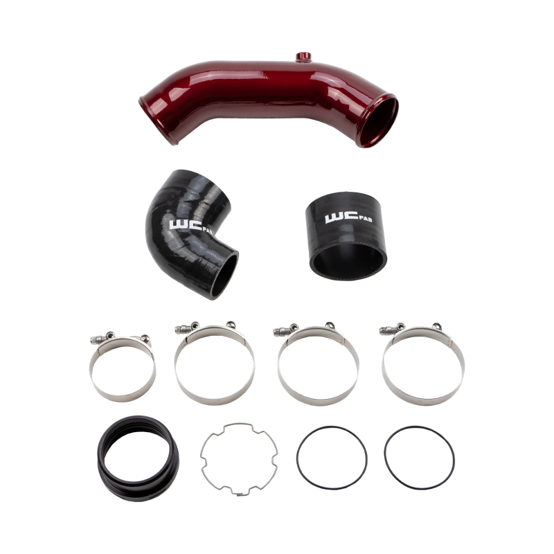 Wehrli WCF100295-RED - 2017+ Ford 6.7L Power Stroke 3.5in Cold Side Intercooler Pipe - WCFab Red