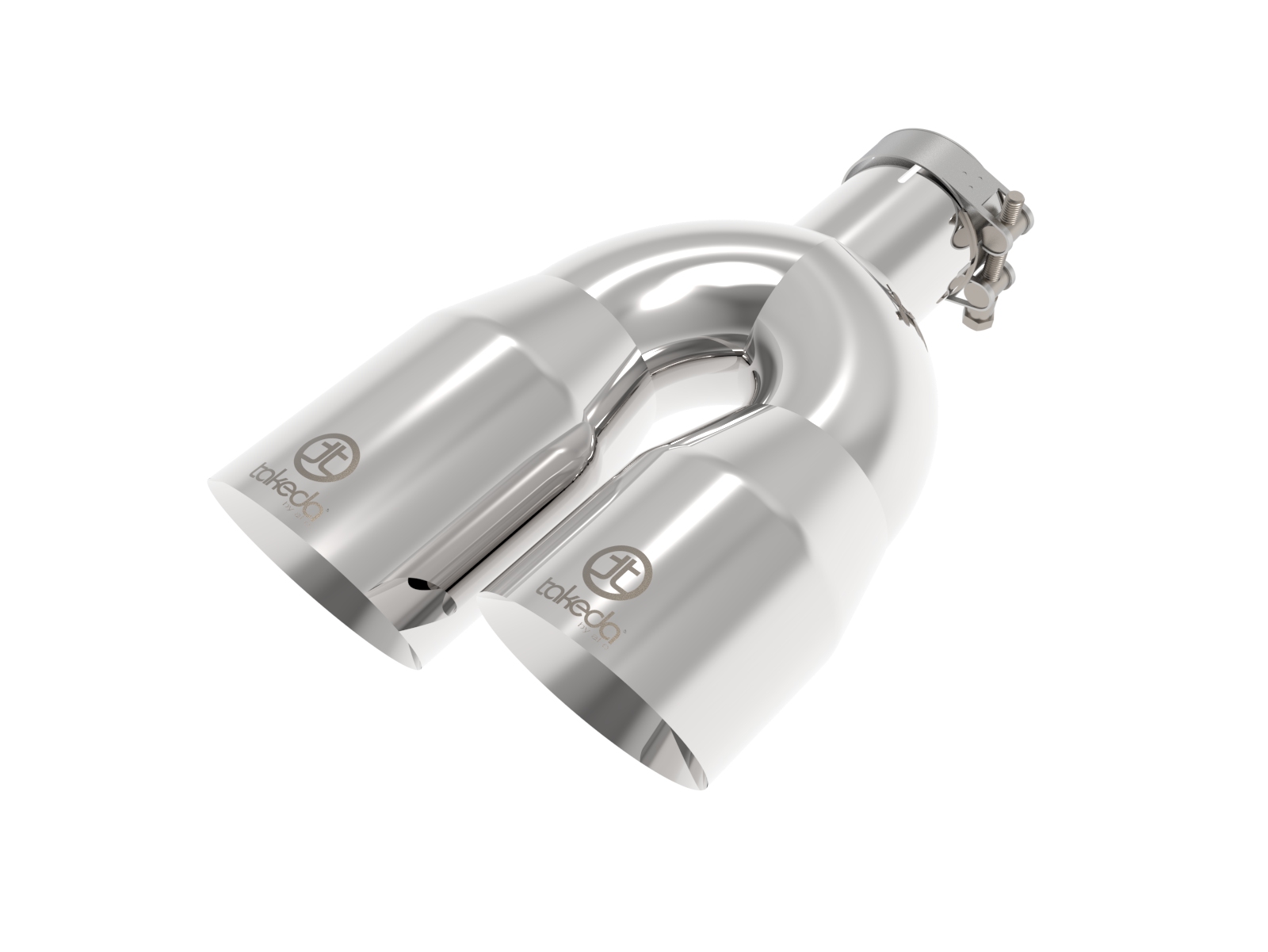 aFe Power 49T25484-P121 - Takeda 2.5in 304 Stainless Steel Clamp-on Tip Passenger Side 2.5in Inlet 4inDual - Polished