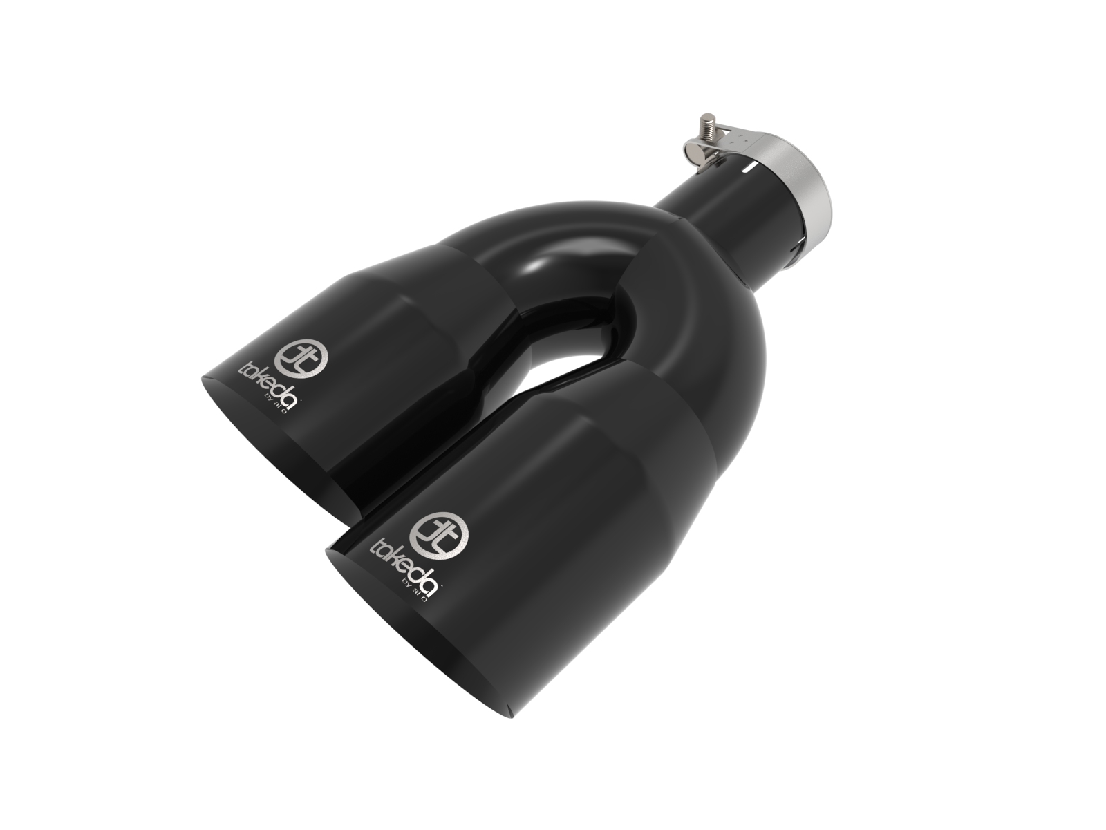 aFe Power 49T25484-B122 - Takeda 2.5in 304 Stainless Steel Clamp-on Exhaust Tip Driver Side 2.5in Inlet 4inDual-Black