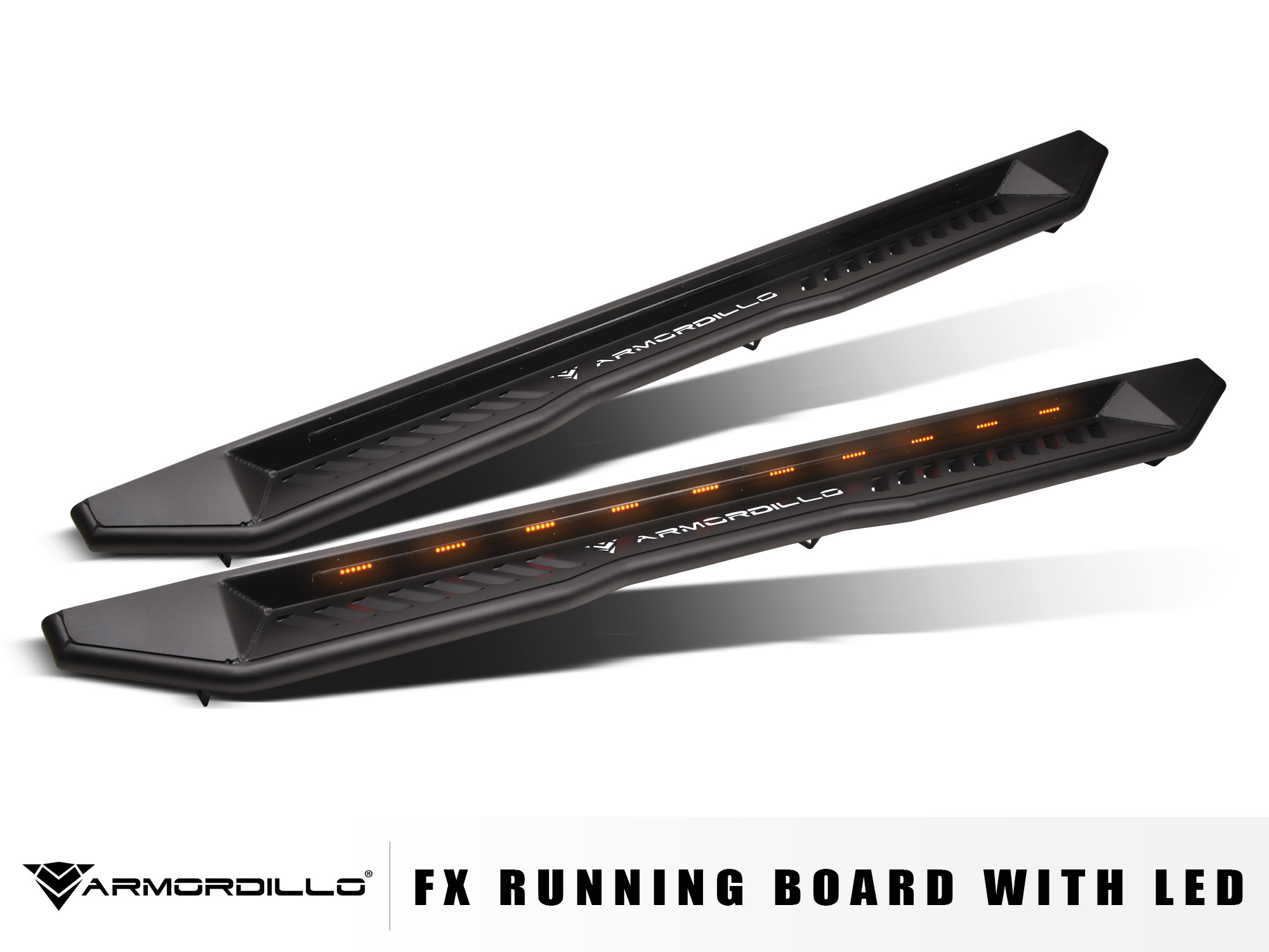 Armordillo USA 8719909 - 2009-2018 Dodge Ram 1500 / 2010-2024 Ram 2500/3500 / 2019-2024 Ram 1500 Classic - Crew Cab FX Running Board w/ LED - Matte Black