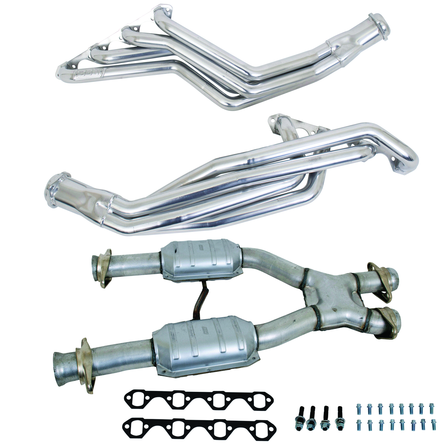 BBK 15163 - 79-93 MUSTANG 5.0 1-5/8 LONG TUBE HEADERS PLUS MID PIPE (SILVER CERAMIC)