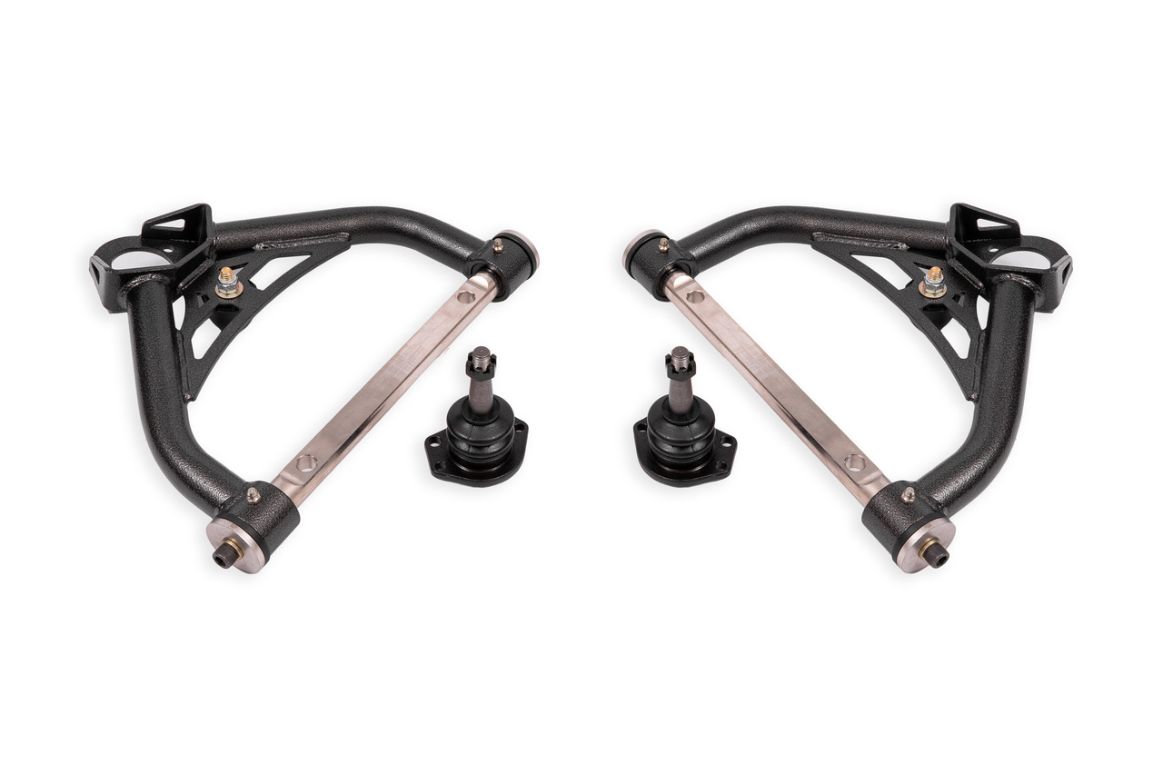 BMR AAU322H - 70-81 Chevrolet Camaro Non-Adj. Upper A-Arms w/ 0.5in Tall Ball Joint (Delrin) -Black Hammertone