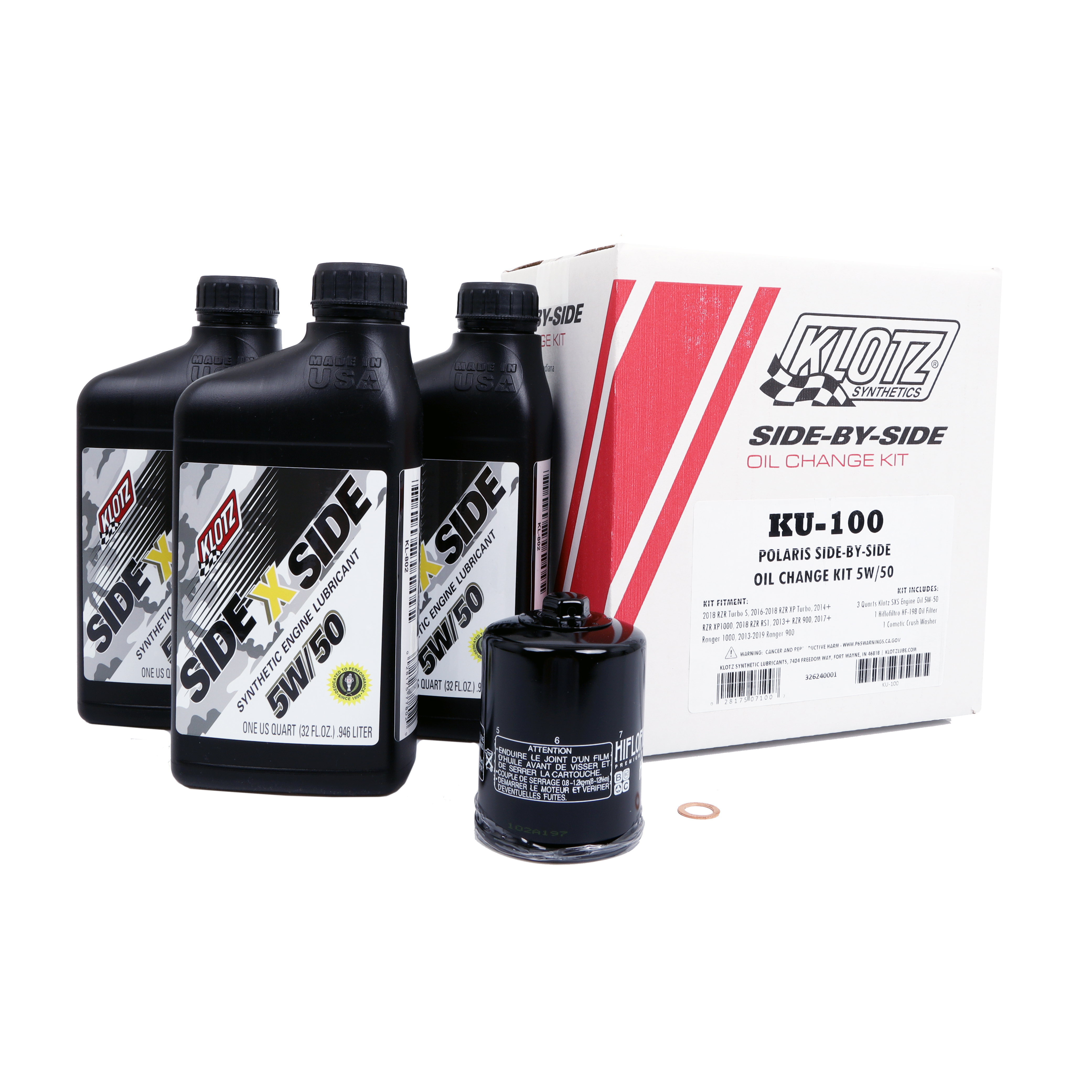 Klotz KU-100 - Polaris Oil Change Kit (HF-198) 5W50