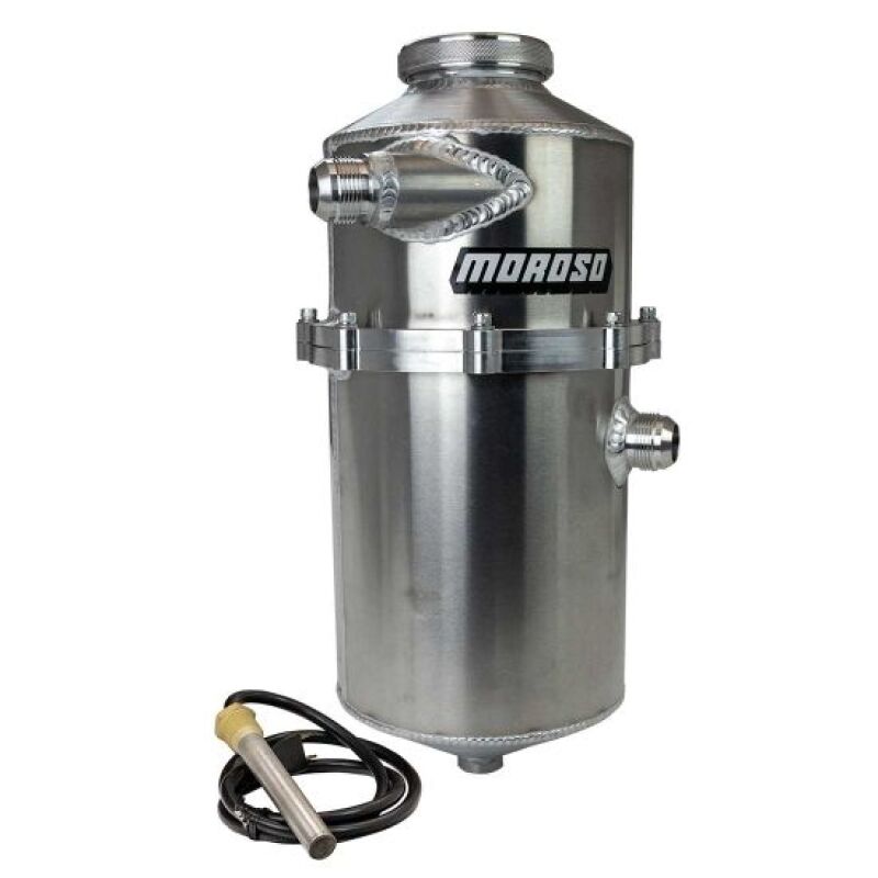 Moroso 22769 - 2 Pc 60/40 Split 16.5in Tall 7in Dia 7.5qt Single Inlet Dry Sump Tank w/16AN Male Fitting