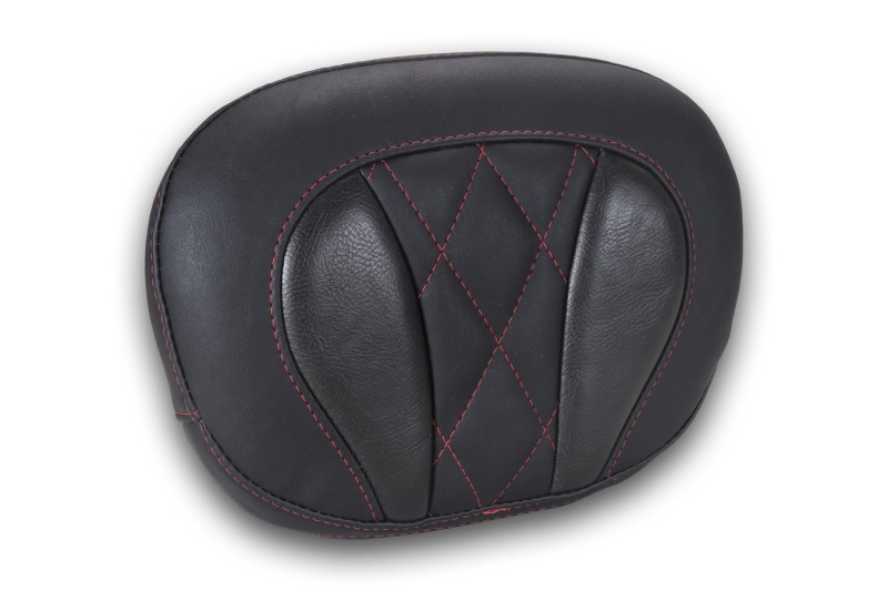 Mustang Motorcycle 88450DC - Mustang Deluxe Diamond Touring Sissy Bar Pad Black w/Dark Cherry Thread