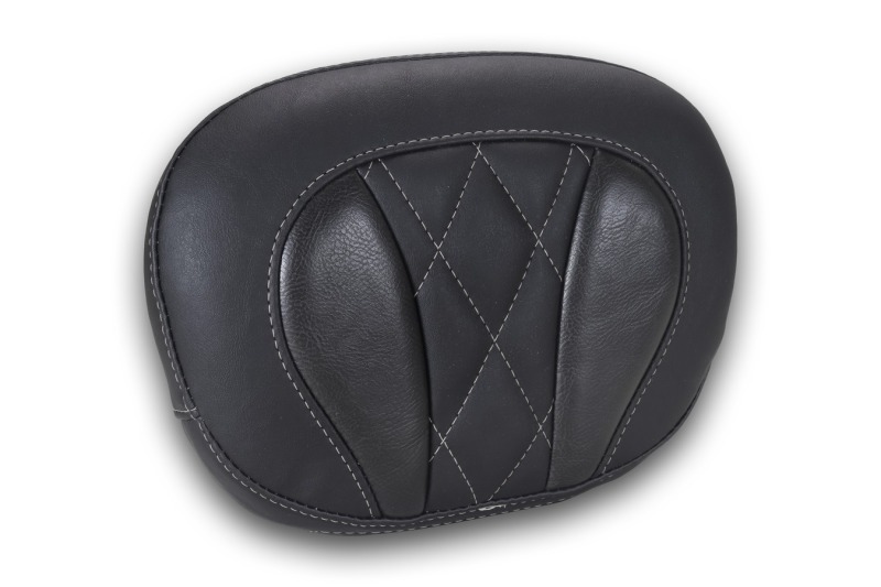 Mustang Motorcycle 88450GM - Mustang Deluxe Diamond Touring Sissy Bar Pad Black w/Gun Metal Gray Thread