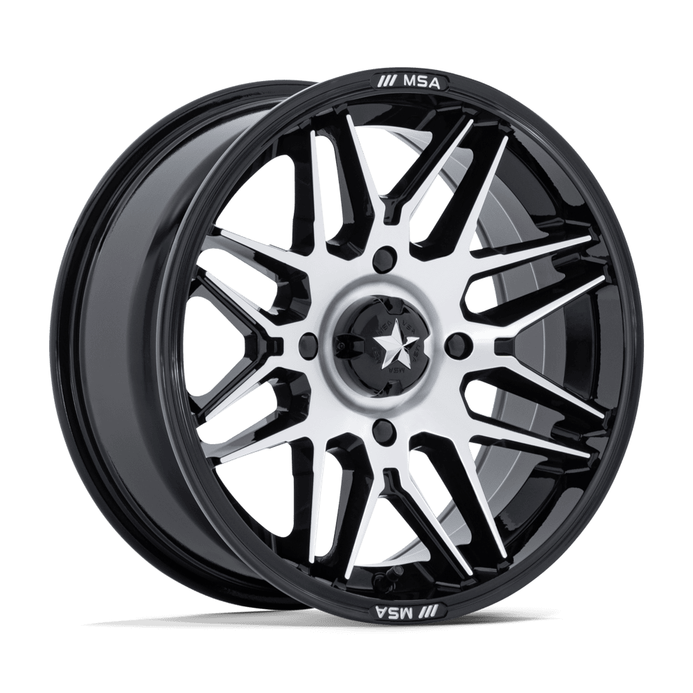 MSA Offroad Wheels MA052BD16704810 - M52 Radar Utv 16X7 Gloss Black W/ Machined Face