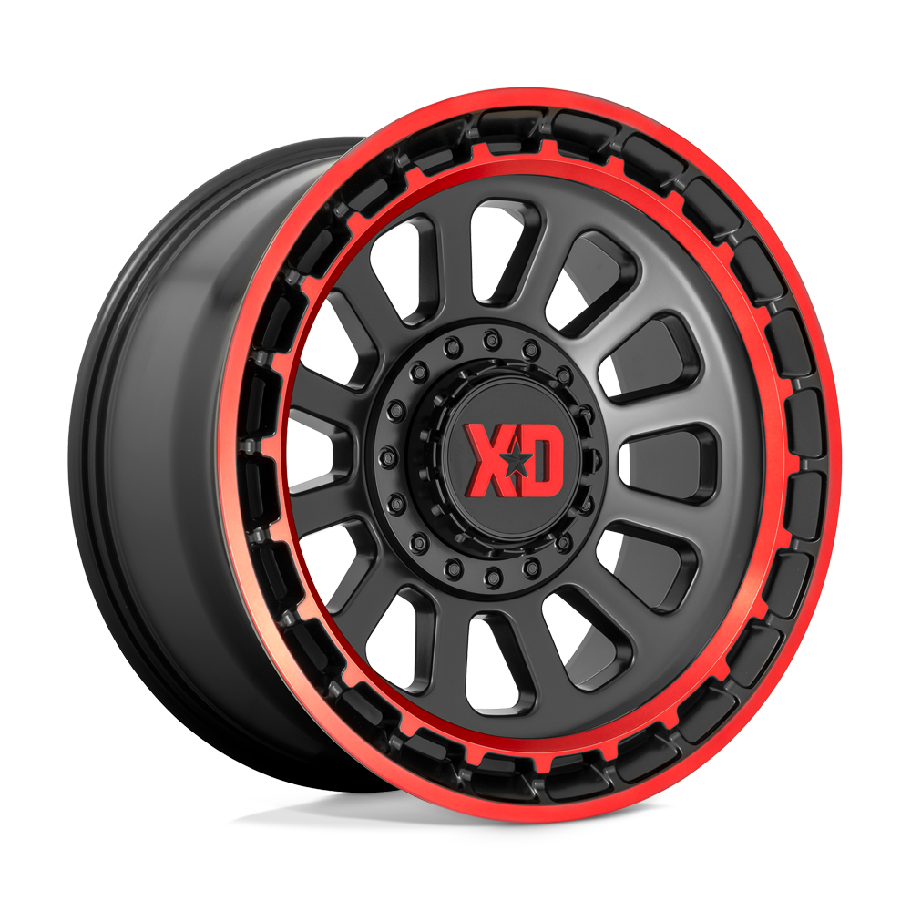 XD Wheels XD85679067918 - Xd856 Omega 17X9 Satin Black Mach Lip Red Tint