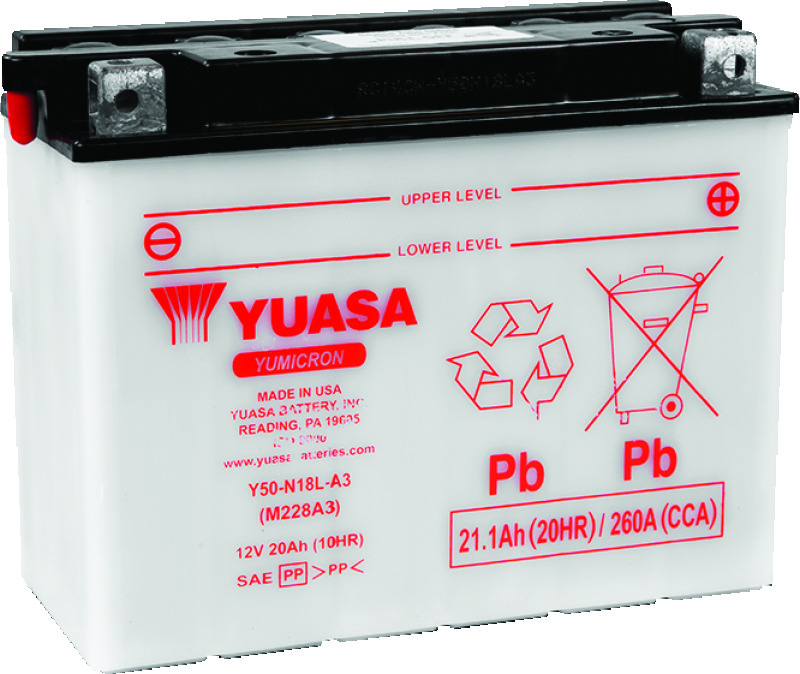 Yuasa Battery YUAM228A3TWN - Yuasa Y50-N18L-A3 Yumicron 12-Volt Battery