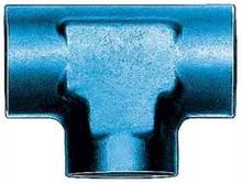 Aeroquip FCM2175 - Fitting - Adapter Tee - 8 AN Female x 8 AN Female x 8 AN Female - Aluminum - Blue Anodized - Each