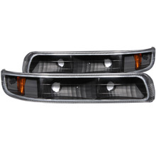 Anzo 511065 - 1999-2002 Chevrolet Silverado 1500 Euro Parking Lights Black w/ Amber Reflector