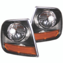 Anzo 521040 - Corner Lights 1997-2003 Ford F-150 HARLEY DAVIDSON Style Corner Lights Black w/ Amber Reflector