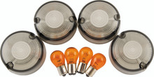 Bikers Choice 482544 - 86-99 FXST 86-01 FXD FXR XL Smoked Turn Signal Lens & Amber Bulb Kit Repl H-D 69306-02