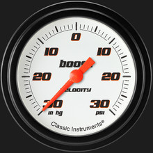 Classic Instruments VS341WBLF - Velocity White 2 5/8" Boost/Vac Gauge
