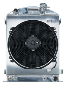 Cold Case Radiators STF902AK - 1932 Highboy Chevy Engine 25.5 Inch Aluminum Performance Radiator and 16 Inch Fan Kit
