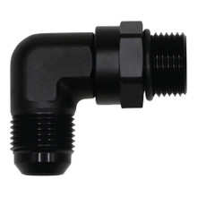 Deatschwerks 6-02-0412-B - 10AN ORB Male Swivel to 10AN Male Flare 90-Degree Fitting - Anodized Matte Black
