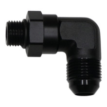 Deatschwerks 6-02-0413-B - 6AN ORB Male Swivel to 8AN Male Flare 90-Degree - Anodized Matte Black