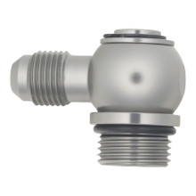 Deatschwerks 6-02-0419 - 8AN ORB Male to 6AN Male Flare Low Profile 90-Degree Swivel - Anodized DW Titanium