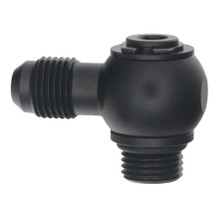 Deatschwerks 6-02-0415-B - 6AN ORB Male to 6AN Male Flare Low Profile 90-Degree Swivel - Anodized Matte Black