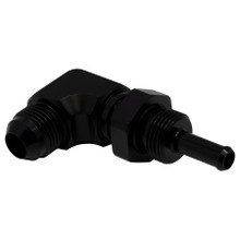 Deatschwerks 6-02-0713-B - 8AN Male Flare to 5/16in Male Barb Bulkhead Adapter 90-Degree - Anodized Matte Black