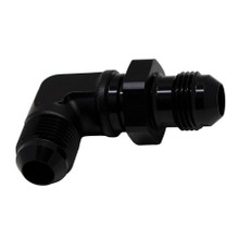 Deatschwerks 6-02-0711-B - 8AN Male Flare to 8AN Male Flare Bulkhead Adapter 90-Degree - Anodized Matte Black