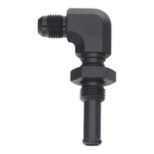 Deatschwerks 6-02-0733-B - 6AN Male Flare to 90-Degree 3/8in Single Hose Barb - Anodized Matte Black