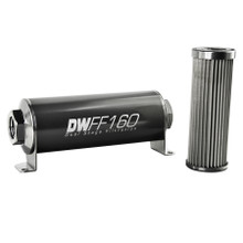 Deatschwerks 8-03-160-010K - Stainless Steel 10AN 10 Micron Universal Inline Fuel Filter Housing Kit (160mm)
