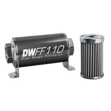 Deatschwerks 8-03-110-100K - Stainless Steel 10AN 100 Micron Universal Inline Fuel Filter Housing Kit (110mm)