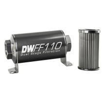 Deatschwerks 8-03-110-010K - Stainless Steel 10AN 10 Micron Universal Inline Fuel Filter Housing Kit (110mm)