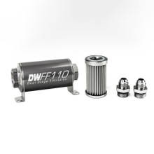 Deatschwerks 8-03-110-005K-8 - Stainless Steel 8AN 5 Micron Universal Inline Fuel Filter Housing Kit (110mm)