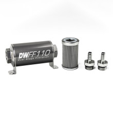 Deatschwerks 8-03-110-100K-38 - Stainless Steel 3/8in 100 Micron Universal Inline Fuel Filter Housing Kit (110mm)