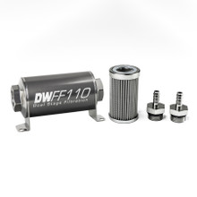 Deatschwerks 8-03-110-100K-516 - Stainless Steel 5/16in 100 Micron Universal Inline Fuel Filter Housing Kit (110mm)
