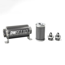 Deatschwerks 8-03-110-100K-6 - Stainless Steel 6AN 100 Micron Universal Inline Fuel Filter Housing Kit (110mm)