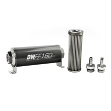 Deatschwerks 8-03-160-040K-38 - Stainless Steel 3/8in 40 Micron Universal Inline Fuel Filter Housing Kit (160mm)