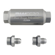Deatschwerks 8-03-70C-010K-6 - 6AN 10 Micron 70mm Compact In-Line Fuel Filter Kit