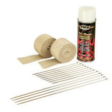 DEI 10332 - Motorcycle Exhaust Pipe Wrap Kit Tan Glass Fiber & White HT 0