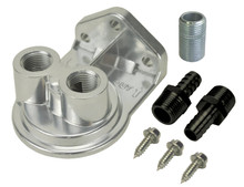 Derale 13005 - Single Ports Up 3/8" NPT Remote Filter Mount Kit with 3/4"-16 Filter Threads