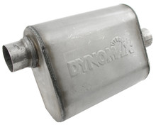 Dynomax 17221 - Muffler - Ultra Flo Welded - 3 in Offset Inlet - 3 in Center Outlet - 14 x 9.75 x 4.5 in Oval Body - 19 in Long - Stainless - Natural - Each