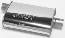 Dynomax 17283 - Muffler - Ultra Flo - 2.5 in Offset Inlet - 2.5 in Center Outlet - 14 x 9.75 x 4.25 in Oval Body - 19 in Long - Stainless - Polished - Universal - Each