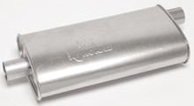 Dynomax 17747 - Muffler - Super Turbo - 2.25 in Center Inlet - 2.25 in Offset Outlet - 20 x 4.25 x 9.75 in Oval Body - 25.5 in Long - Steel - Aluminized - Universal - Each