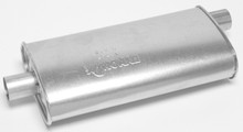 Dynomax 17748 - Muffler - Super Turbo - 2.5 in Center Inlet - 2.5 in Offset Outlet - 20 x 4.25 x 9.75 in Oval Body - 25.5 in Long - Steel - Aluminized - Universal - Each