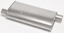 Dynomax 17749 - Muffler - Super Turbo - 2.5 in Offset Inlet - 2.5 in Offset Outlet - 20 x 4.25 x 9.75 in Oval Body - 25.5 in Long - Steel - Aluminized - Universal - Each