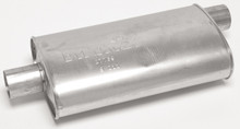 Dynomax 17769 - Muffler - Super Turbo - 3 in Offset Inlet - 3 in Center Outlet - 20 x 5.5 x 11 in Oval Body - 27 in Long - Steel - Aluminized - Universal - Each