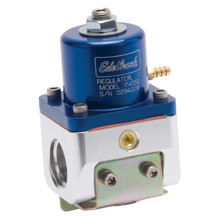 Edelbrock 174052 - Fuel Pressure Regulator Carbureted 180 GPH 5-10 PSI -10 In/Out -6 Return Blue/Clear