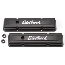 Edelbrock 4443 - Valve Cover Signature Series Chevrolet 1959-1986 262-400 CI V8 Low Black