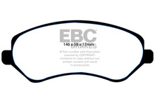 EBC DP41612R - 04-07 Chrysler Town & Country 3.3 Rear Drums Yellowstuff Front Brake Pads